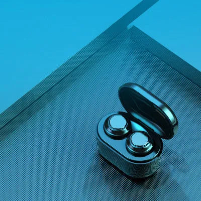 Black stereo Bluetooth in-ear headset with dual earpieces