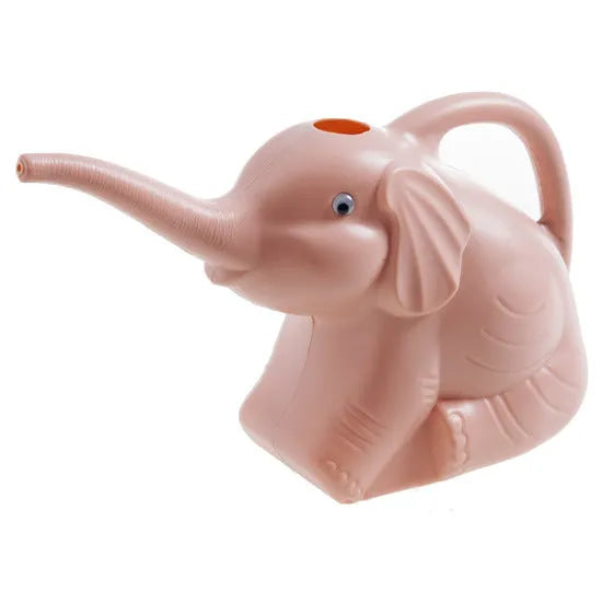 Pink elephant-shaped watering can with long nozzle for children's gardening