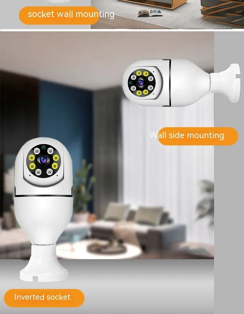 Wireless bulb security camera with 1080p monitoring and night vision