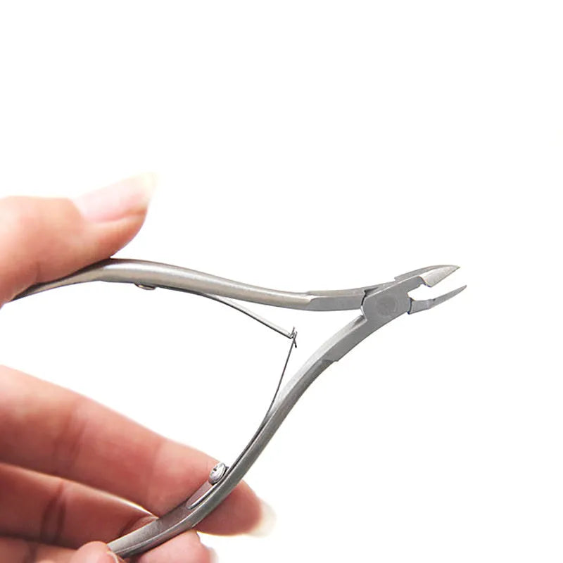 Silver stainless steel cuticle nippers for trimming nails and cuticles