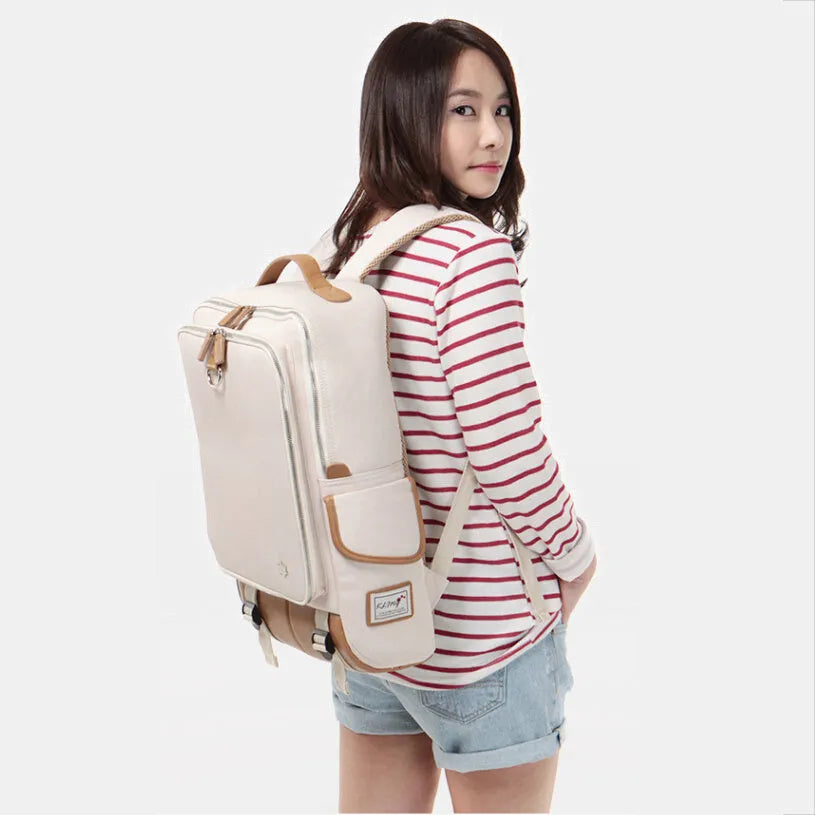 Modern men's Oxford cloth backpack in Army Green colour, showing its large main compartment.