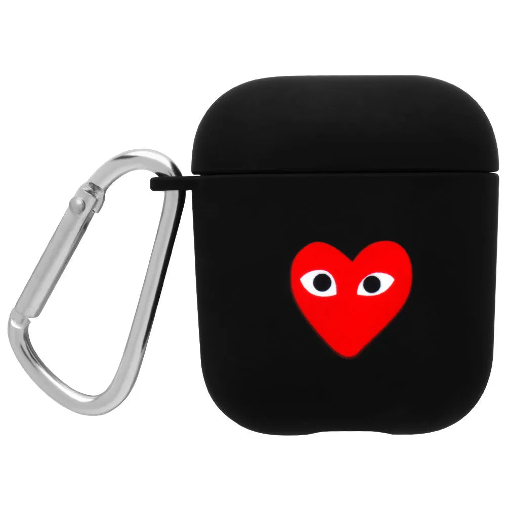iPhone compatible AirPods PC case cover in black or pink with decorative style options