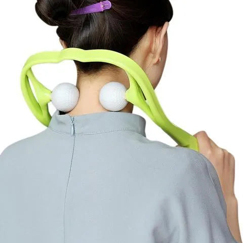 Plastic swan-shaped neck massager hand roller with adjustable stand in blue colour showing 3D floating-point massage design