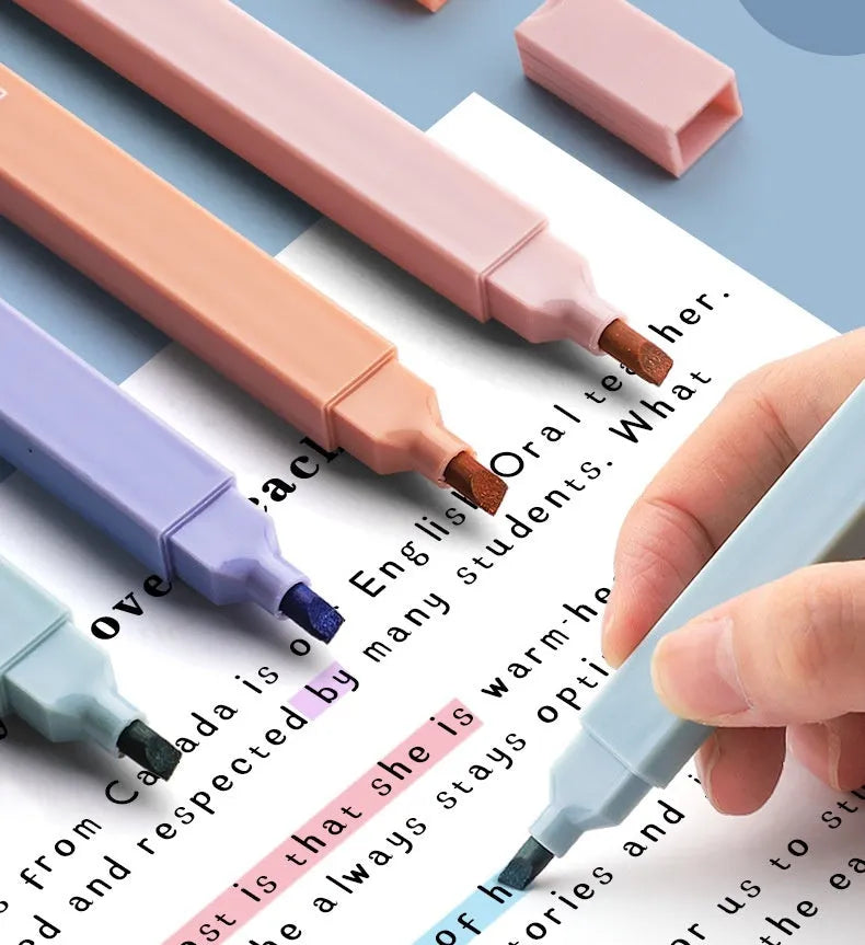 Pack of double-ended fluorescent highlighter pens with chisel nibs in mixed colours