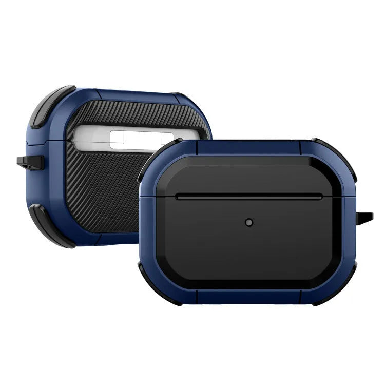 TPU and PC protective shell for Apple AirPods in multiple colour options on a white background.