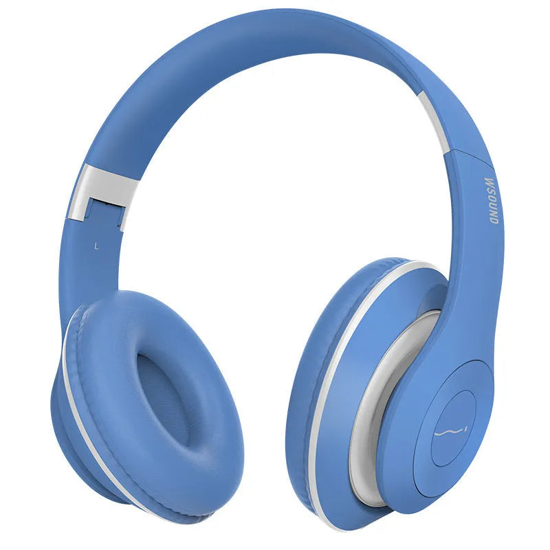 Blue and red Bluetooth wireless stereo over-ear headphones showing bilateral design
