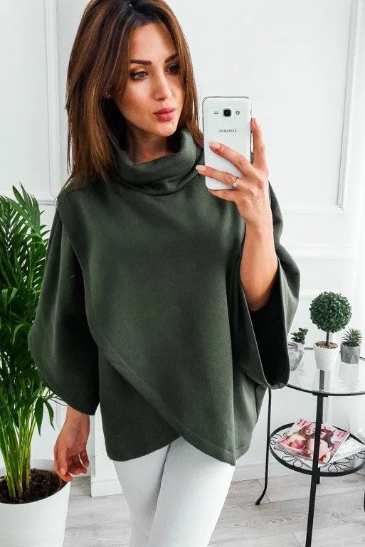 Women's extended length cardigan with bat sleeves and three-button placket in multiple colour options