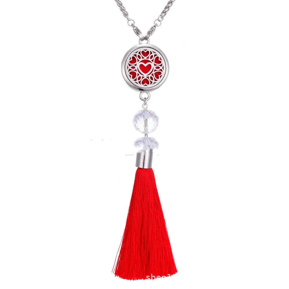 Alloy tassel car pendant aromatherapy diffuser with chain and cotton pads for essential oils
