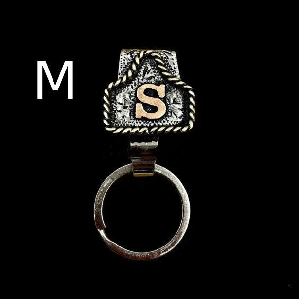 Handmade cow tag belt metal key holder keychain in multiple colour options