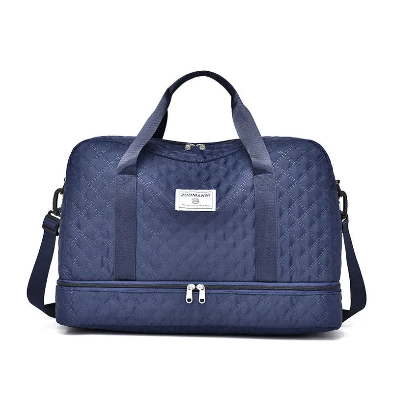 Oxford cloth portable large capacity travel bag in solid colour with 36-55L storage capacity