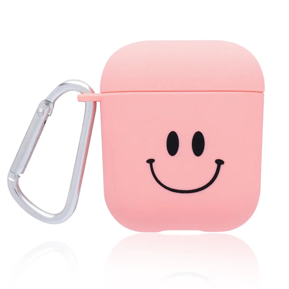 iPhone compatible AirPods PC case cover in black or pink with decorative style options