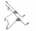 Grey aluminium mobile phone stand with adjustable height and anti-slip plastic grips