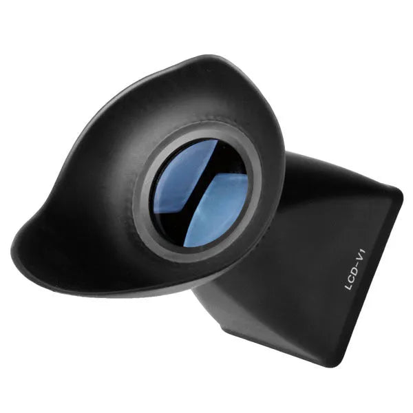 Black camera LCD viewfinder with magnification for DSLR and mirrorless cameras