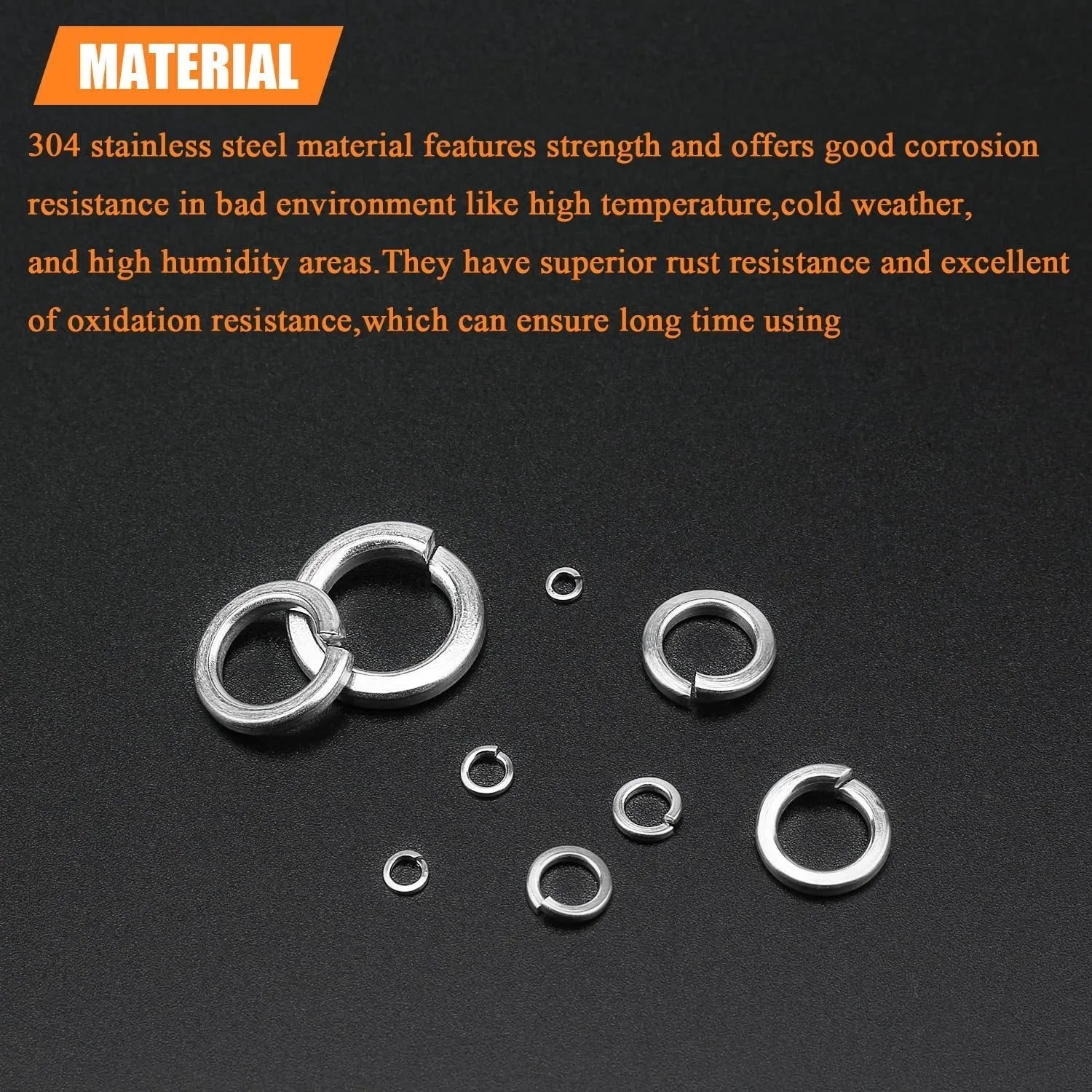 304 stainless steel spring lock washer combination box containing 900 pieces with gasket tool for M2 to M12 screw diameters