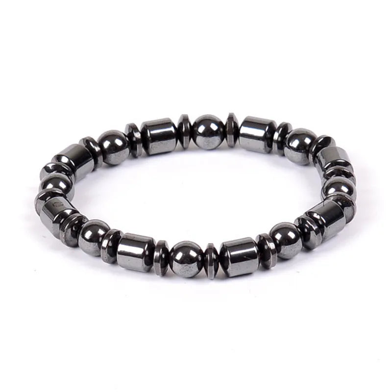 Black pentagram stone magnetic bracelet with stretch band