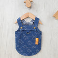 Teddy Bichon small dog wearing denim princess dress with bracket design for spring and autumn seasons