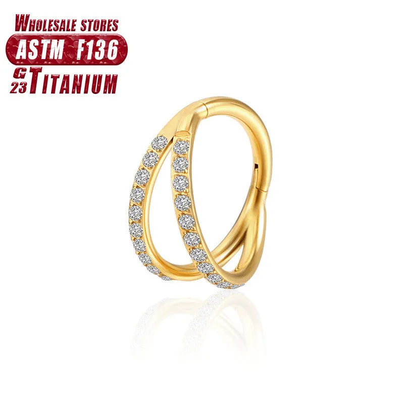 Titanium alloy nose ring body piercing jewellery with diamond treatment in multiple colour finishes