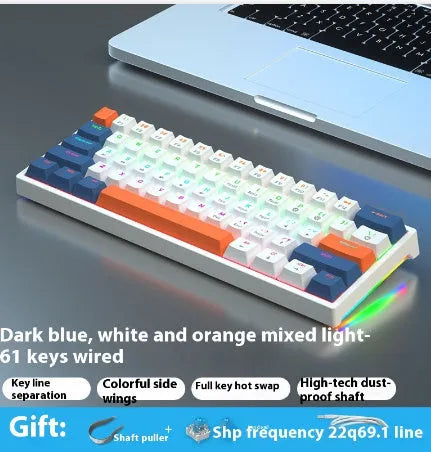 61-key compact mechanical keyboard with hot-swappable Gateron switches and wired USB connection