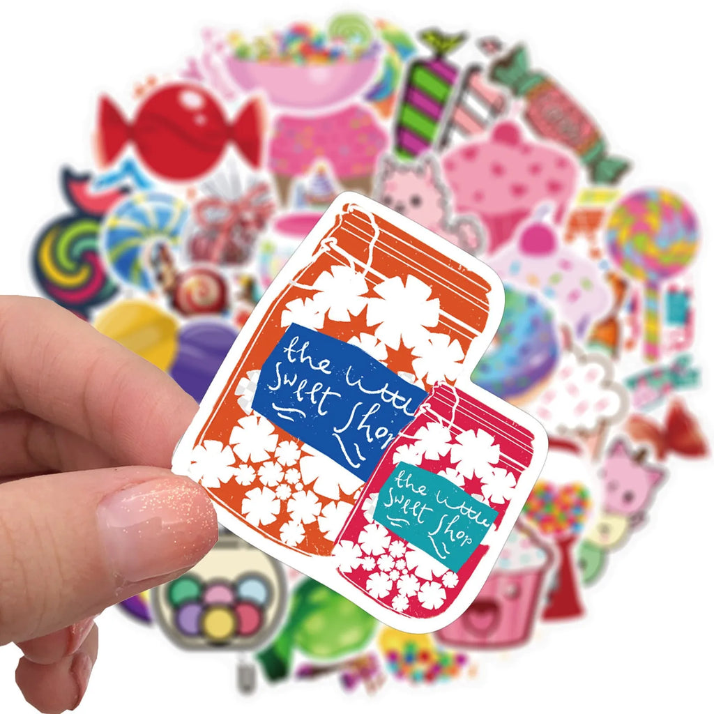 Candy series graffiti stickers colourful cartoon designs adhesive 4-6cm size