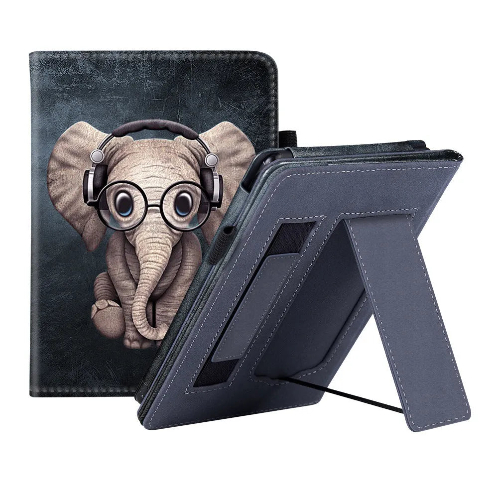 Kindle Paperwhite 5 calf leather case with wrist splint bracket in black