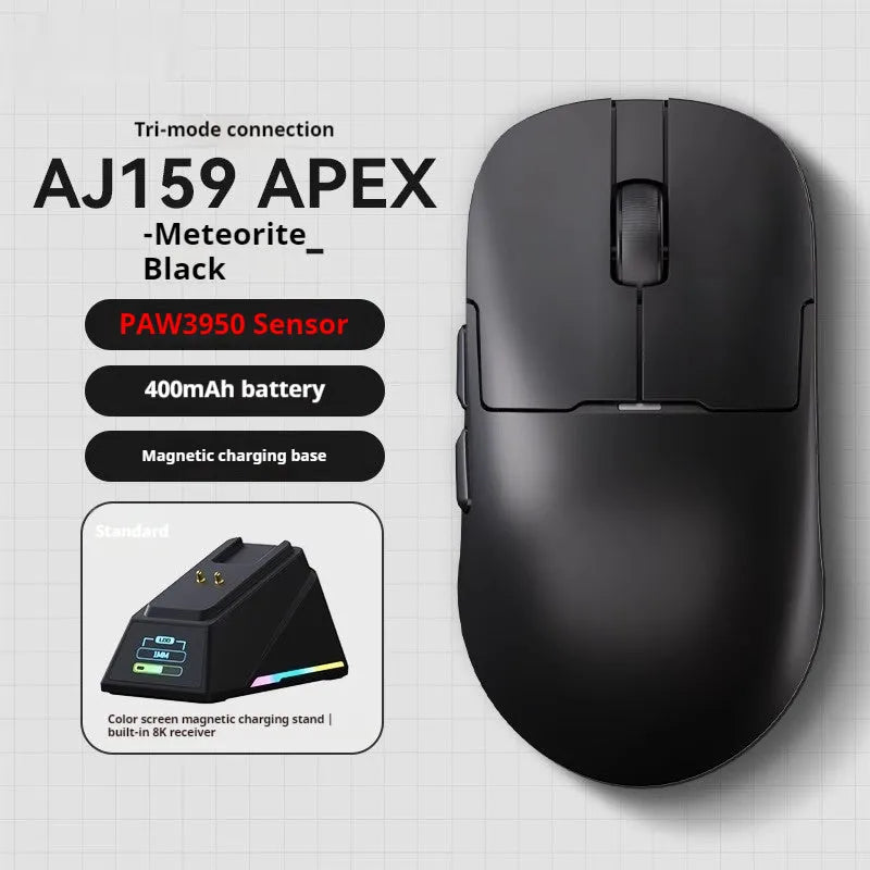 PAW3395 PAW3950 triple mode gaming mouse in compact design with Teflon feet