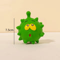 Four coloured squeaky dog balls with cute faces, made from natural latex rubber for safe chewing