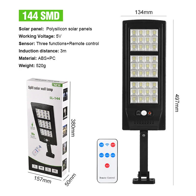Plastic solar street light with remote control for outdoor garden and wall LED lighting