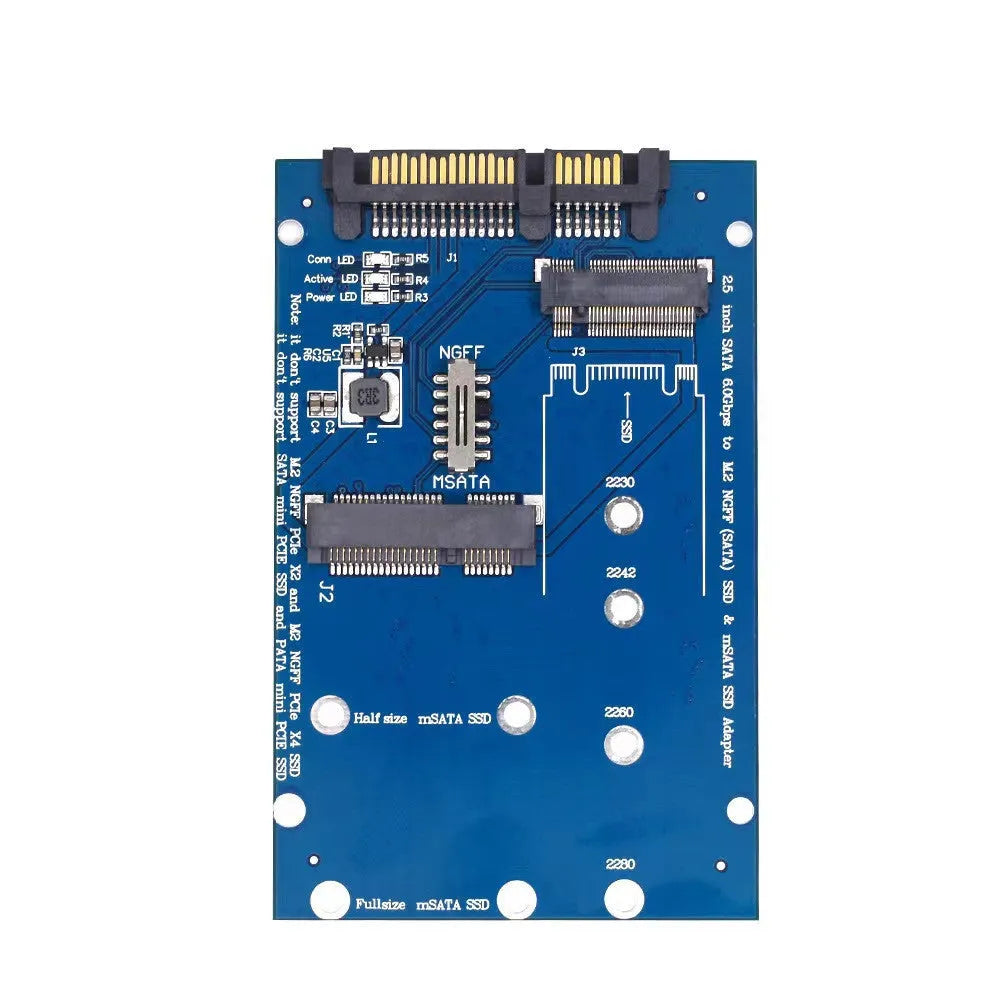 SATA3 to M.2 NGFF mSATA SSD conversion adapter card in black or blue PCB colour