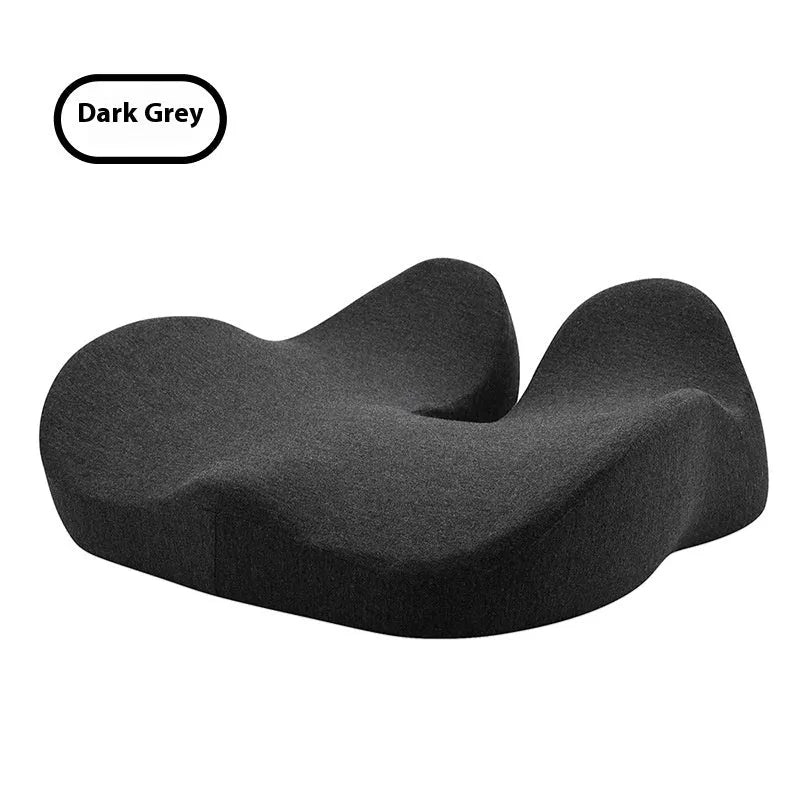 Memory foam seat cushion for office chairs in light grey colour on wooden chair