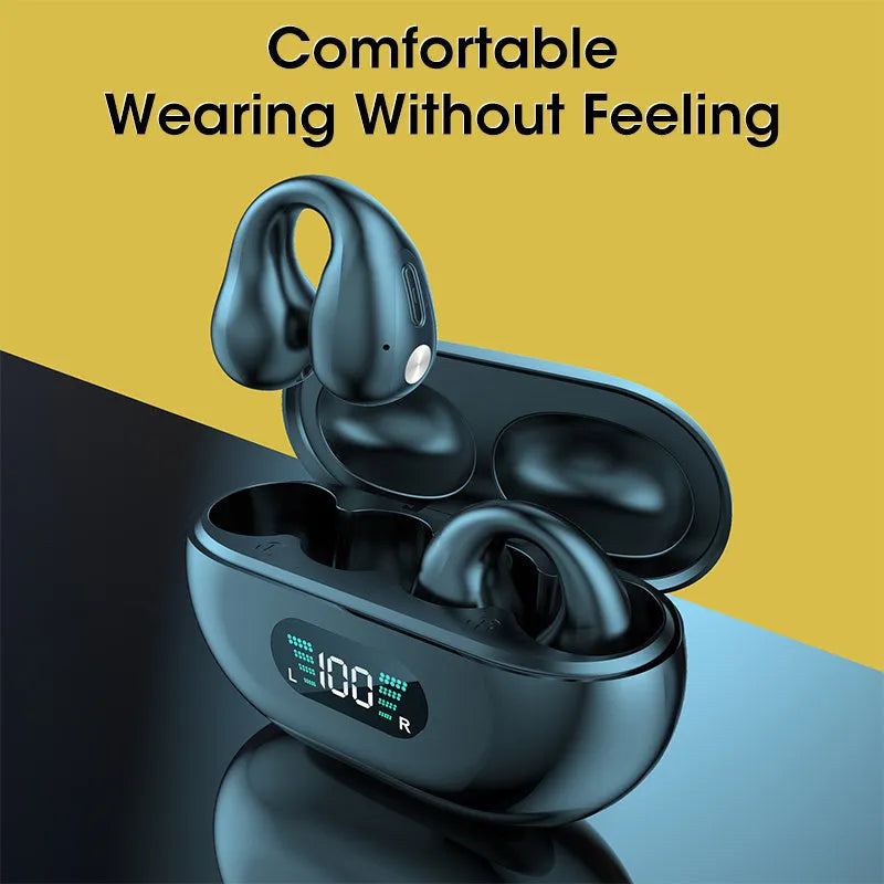Bone conduction Bluetooth headset clip in ear clip design with noise reduction features