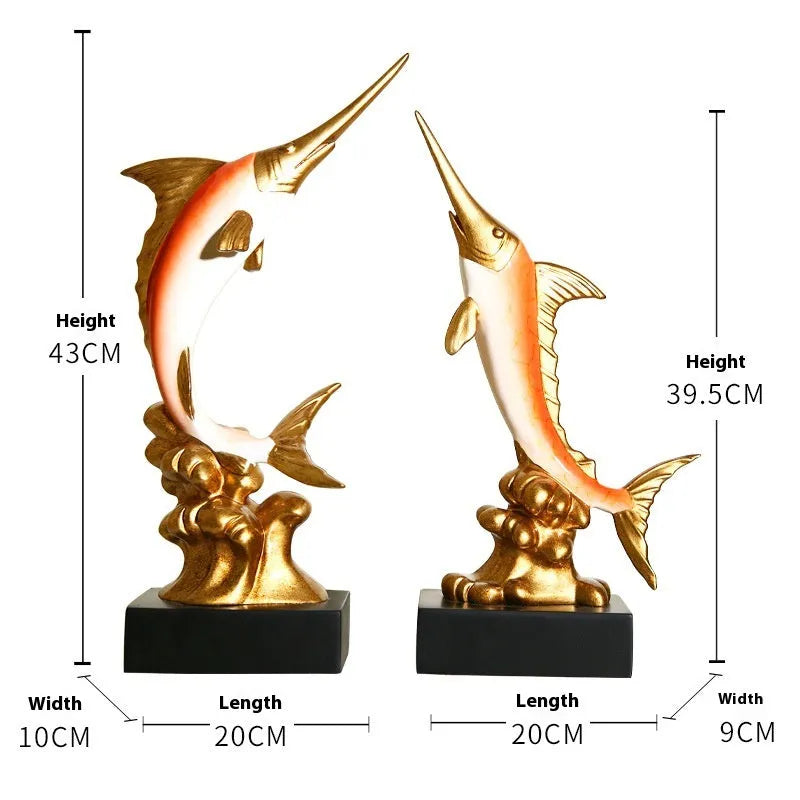 European swordfish decorative ornament made of resin in a choice of four colours.