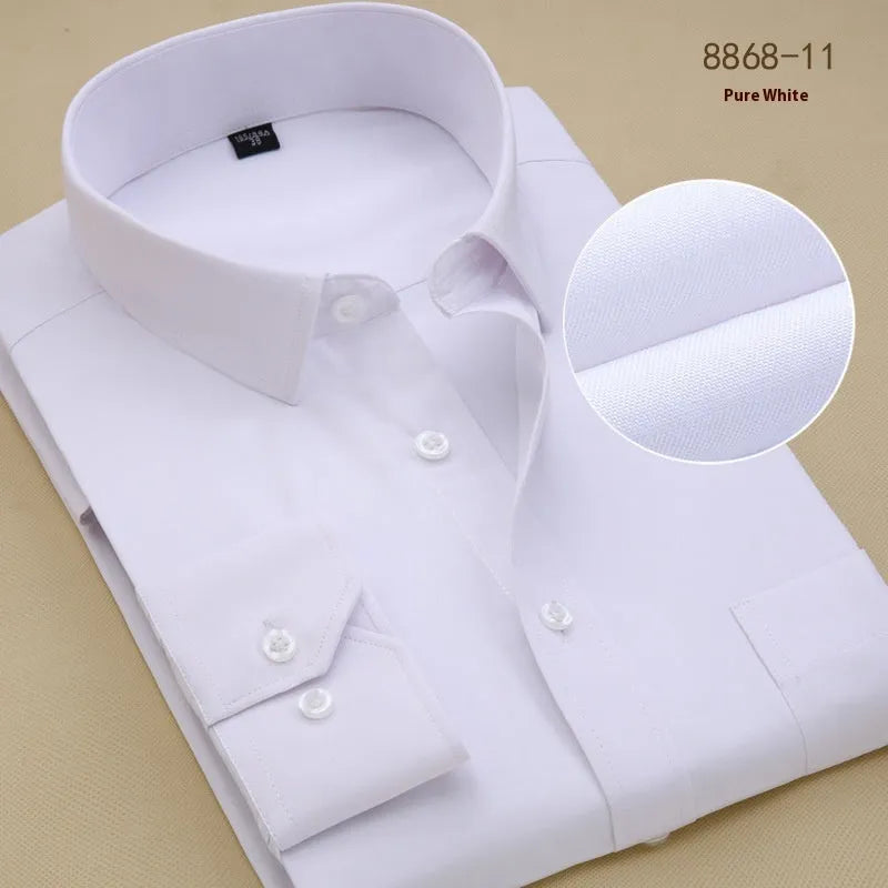 Men's black slim fit business shirt with long sleeves and cotton fabric
