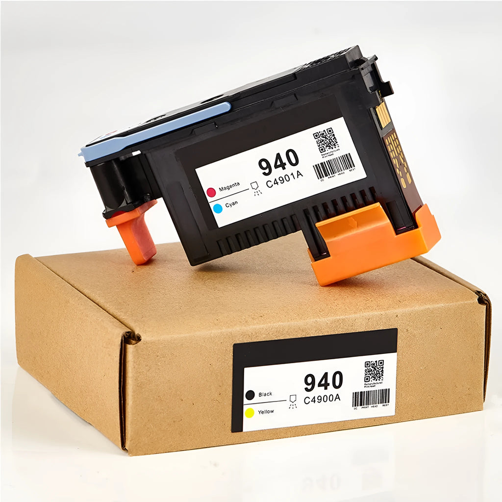 HP940 C4900A compatible printing nozzle for black and yellow ink, shown next to a ruler for scale.