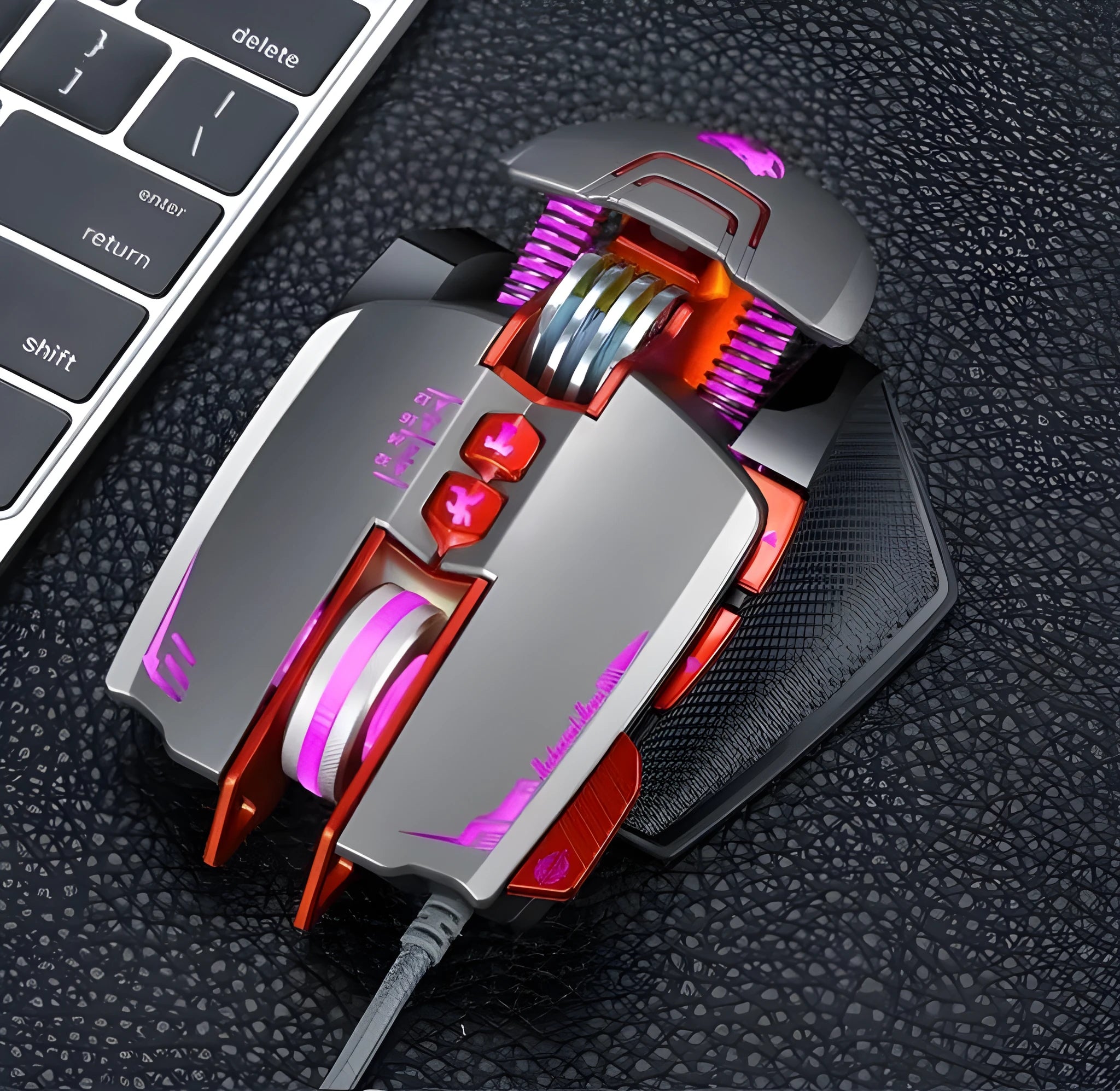 Thunder Wolf V9 wired gaming mouse in black or grey with 6 buttons and ergonomic shape