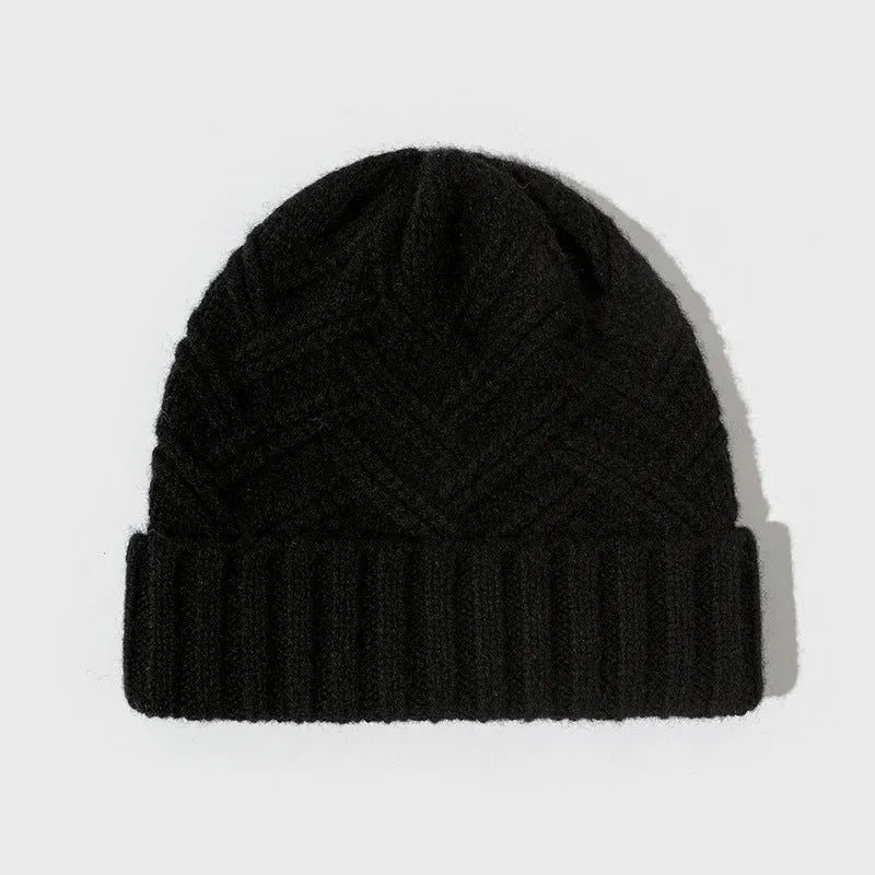 Thickened wool knitted winter hat in dome style available in ivory white khaki red brown grey and black