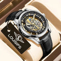 Men's Swiss quartz business watch with leather strap in three colour combinations
