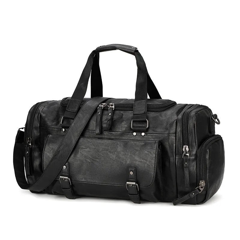 Large black travel shoe bag for organising footwear, measuring 52cm by 19cm by 27cm