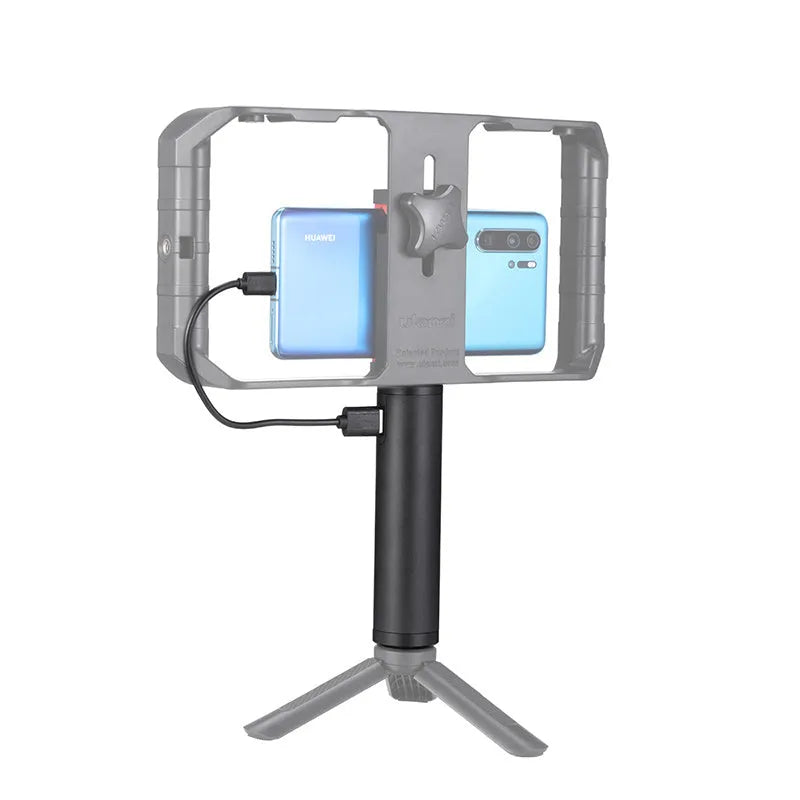 Black aluminium alloy portable power bank charging handle showing 12.5cm length.