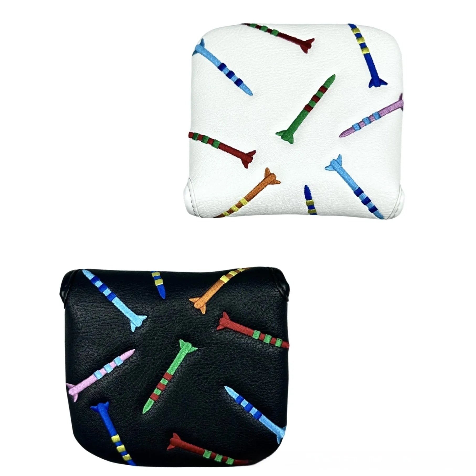 Black and white golf square putter protective sleeve made of PU leather.