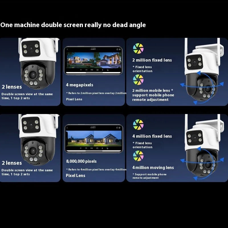 Outdoor dual screen wireless security surveillance camera with 3MP resolution