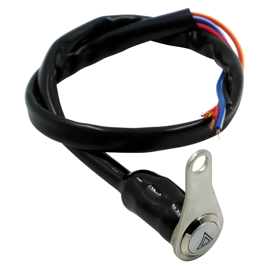 Stainless steel motorcycle double flash switch with black finish and light ring