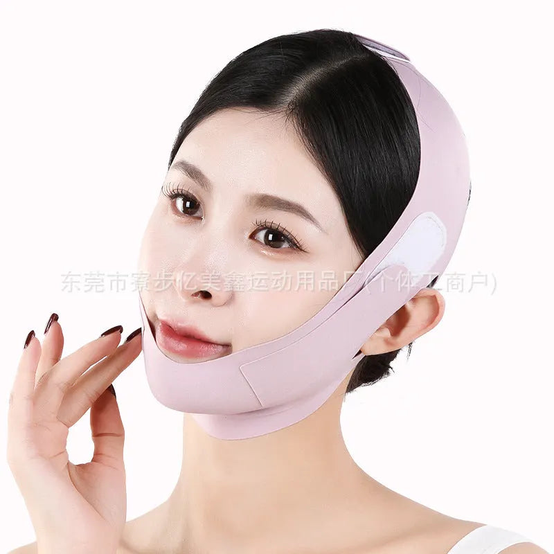 Graphene 9.0 face shaping mask in purple and green colours for facial lifting and tightening support