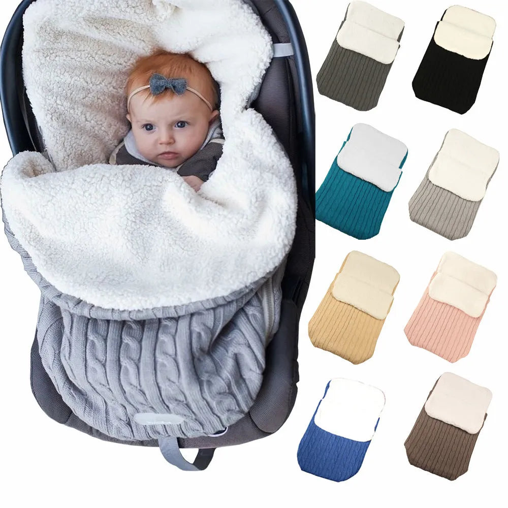 Baby stroller sleeping bag with envelope design in multiple colours showing lamb cashmere lining