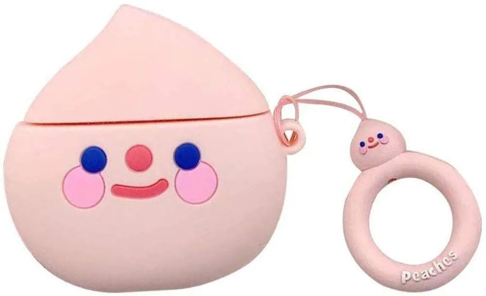 Silicone protective case for AirPods with cartoon animal designs including avocado and black cat styles