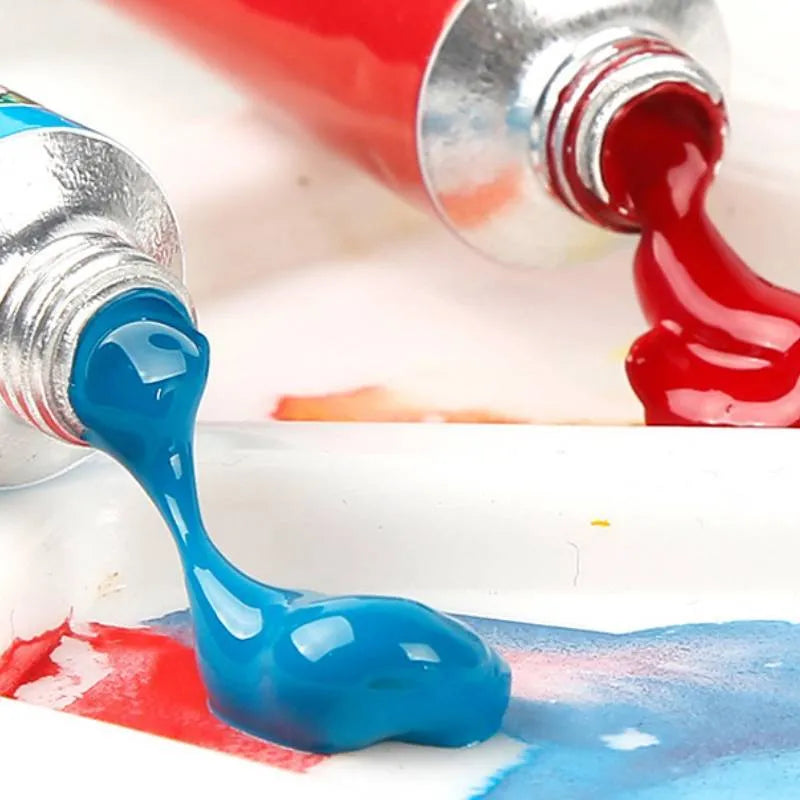 Gouache paint set with tubes in 12, 18 or 24 colour options showing 5ml and 12ml size comparison