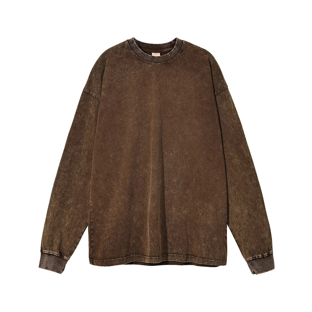 Men's vintage-style cotton pullover with long sleeves and batik colour pattern in loose fit