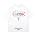 Men's cotton retro print t-shirt in loose fit with short sleeves