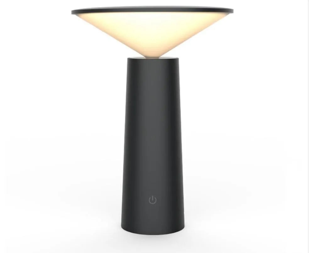 Black or white USB LED desk lamp with touch sensor and adjustable lamp head on a desk