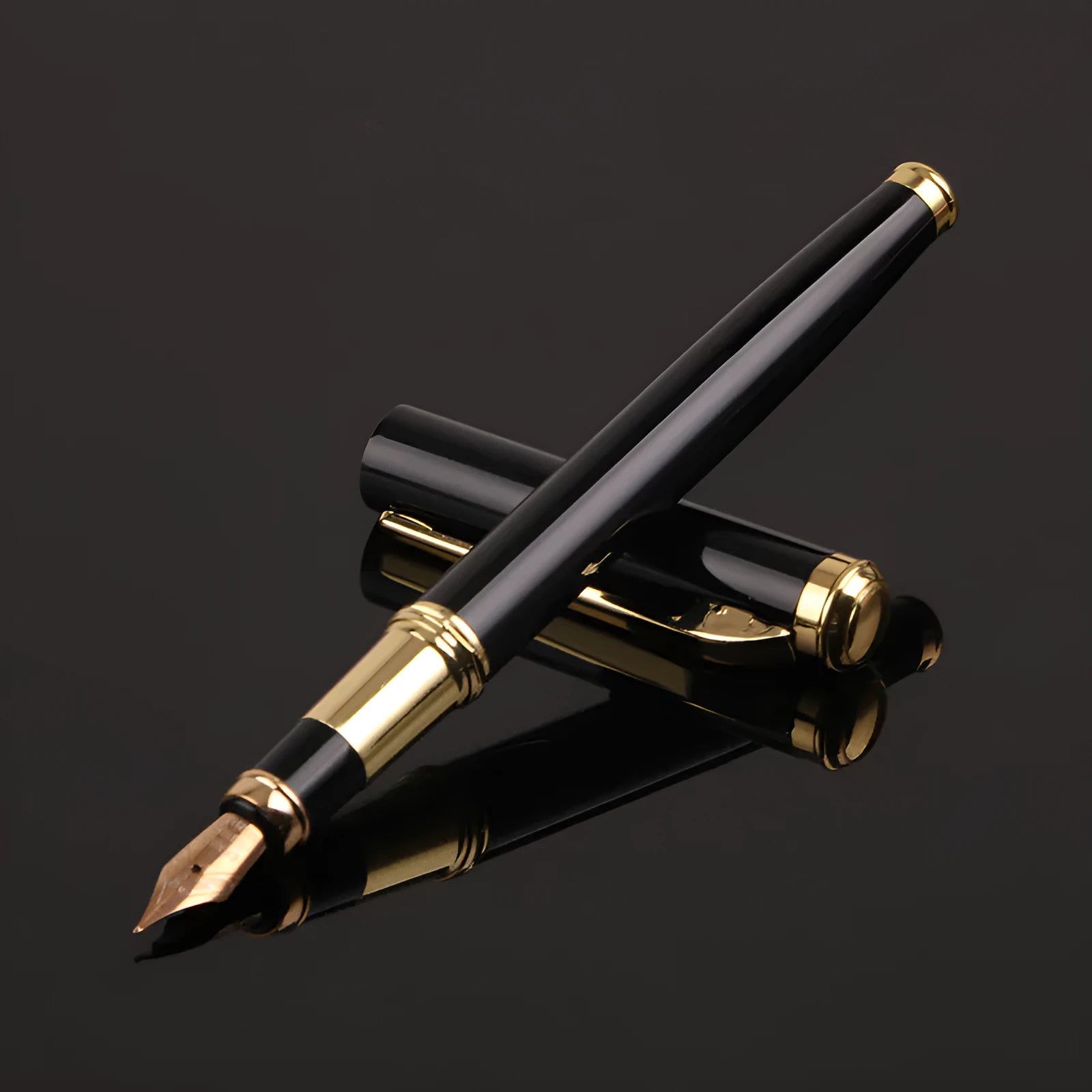 Red and black metal fountain pen with 0.5mm Yijin nib for business and student writing