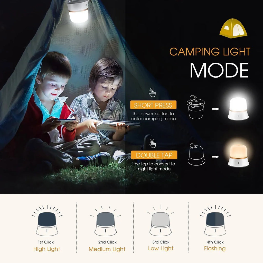 White bedside night light with touch controls, motion sensor, and rechargeable battery for nursery use.